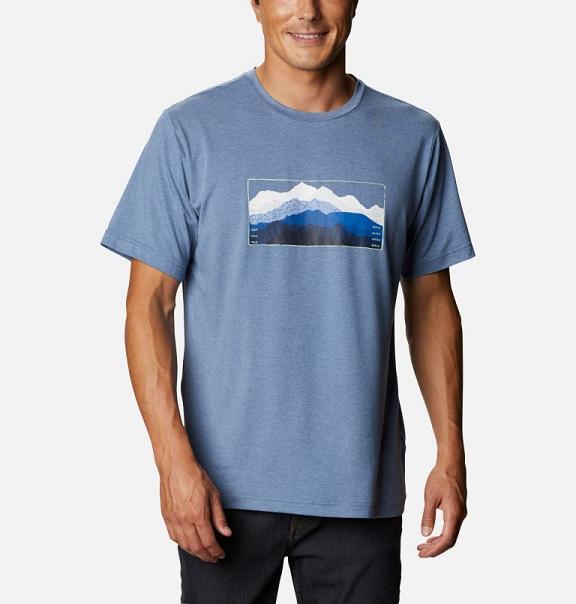 Columbia Tech Trail T-Shirt Blue For Men's NZ5342 New Zealand